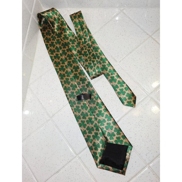 Vintage St. Patrick's Day Three Leaf Clover Neck Tie shamrock Irish - Picture 9 of 9